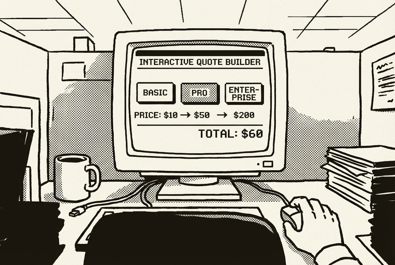 Interactive quote builder with tier selection and real-time pricing