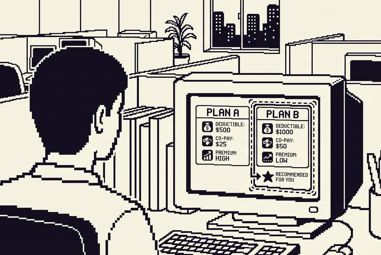 Side-by-side benefits plan comparison with personalized recommendations