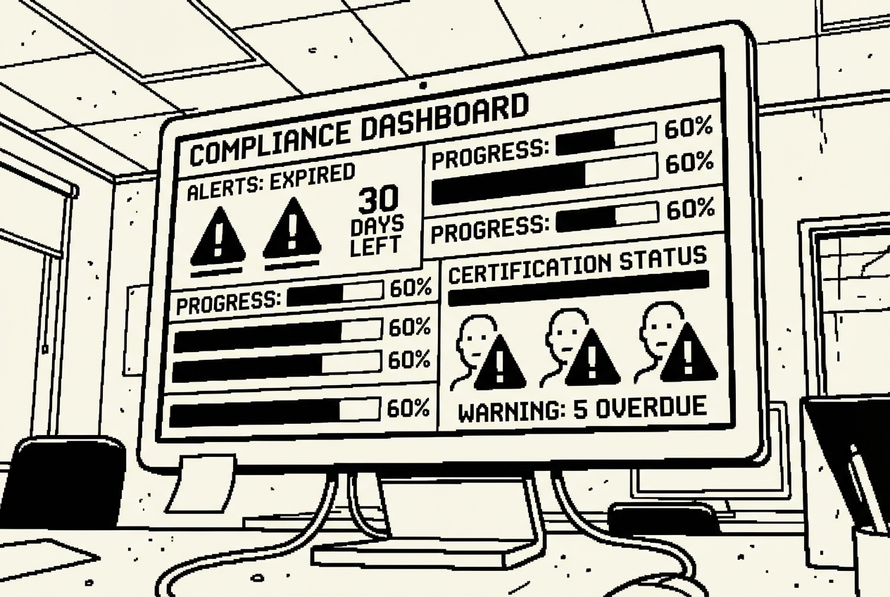 Training compliance dashboard with expiration alerts