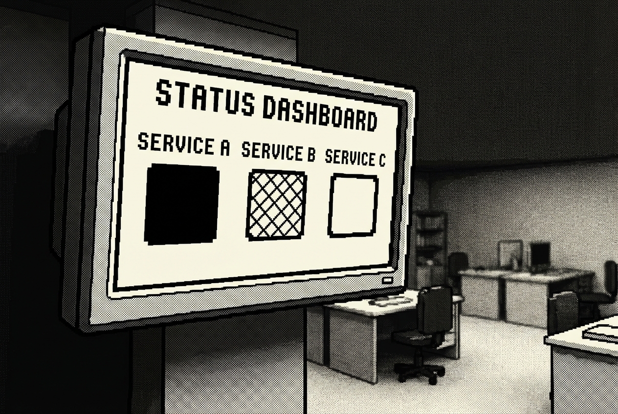 Simple status dashboard with colored indicators for each service